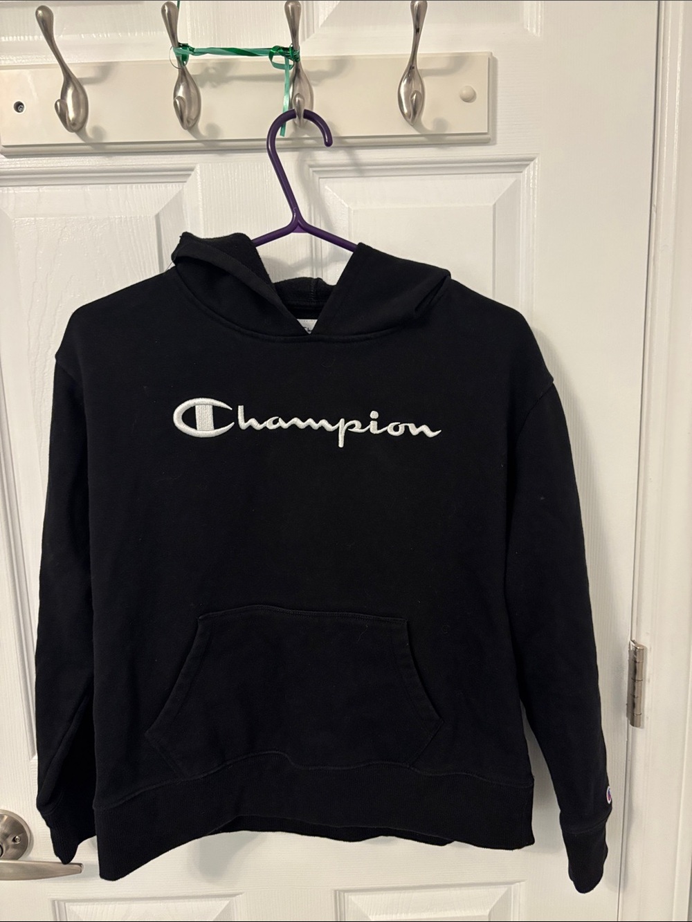 Champion Black Hooded Sweatshirt with Subtle Logo